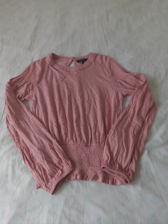 1. State Tops - 1. State Blush Pink Long-Sleeve Smocked Waist Top